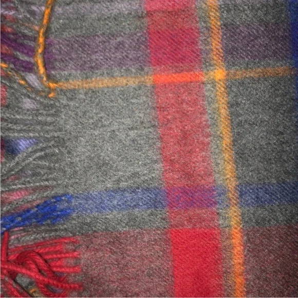 Vintage Rare HUGO Boss Plaid Merino Wool Scarf